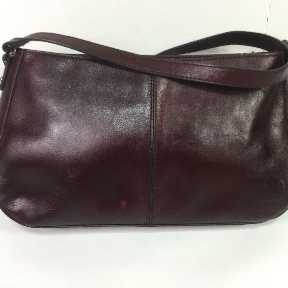 Etienne Aigner Retro Maroon Leather‎ HandBag Purse Crossbody Pockets Zipup